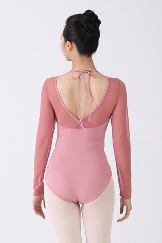 Aster - Petals Cut Out Halter Neck Tie Back Dance Leotard with Mesh Full Sleeves in Saudi Arabia