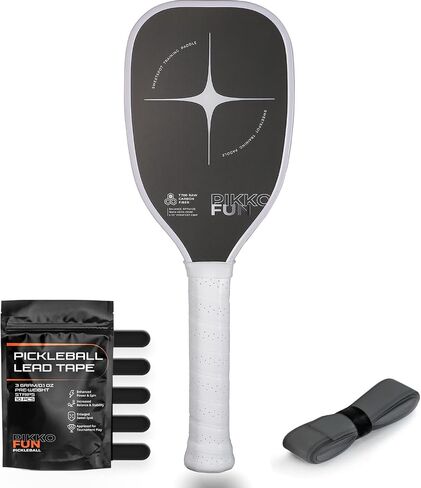 PIKKOFUN Pickleball Training Paddle Kit - Includes 10 Lead Bars & Overgrip for Customizable Weight - T700 Carbon Fiber Pickleball Trainer for Sweet Spot Practice - Extra Long Handle - 16mm Quiet Core in Saudi Arabia