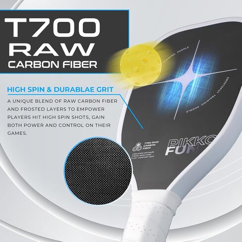 PIKKOFUN Pickleball Training Paddle Kit - Includes 10 Lead Bars & Overgrip for Customizable Weight - T700 Carbon Fiber Pickleball Trainer for Sweet Spot Practice - Extra Long Handle - 16mm Quiet Core in Saudi Arabia
