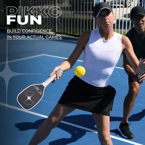 PIKKOFUN Pickleball Training Paddle Kit - Includes 10 Lead Bars & Overgrip for Customizable Weight - T700 Carbon Fiber Pickleball Trainer for Sweet Spot Practice - Extra Long Handle - 16mm Quiet Core in Saudi Arabia