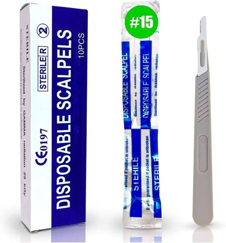 Disposable Scalpel 12, Pack of 10 Disposable Dermaplaning Blades with Plastic Handle, High Carbon Steel Dermablade Blades. Individually Wrapped #12 Sterile - Box of 10 in Saudi Arabia