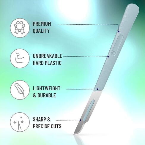 Disposable Scalpel 12, Pack of 10 Disposable Dermaplaning Blades with Plastic Handle, High Carbon Steel Dermablade Blades. Individually Wrapped #12 Sterile - Box of 10 in Saudi Arabia
