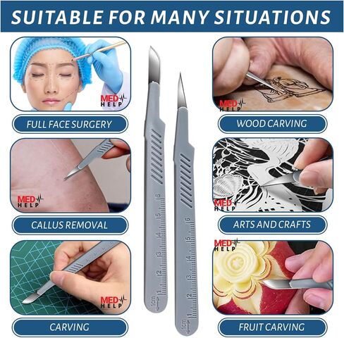 Disposable Scalpel 12, Pack of 10 Disposable Dermaplaning Blades with Plastic Handle, High Carbon Steel Dermablade Blades. Individually Wrapped #12 Sterile - Box of 10 in Saudi Arabia