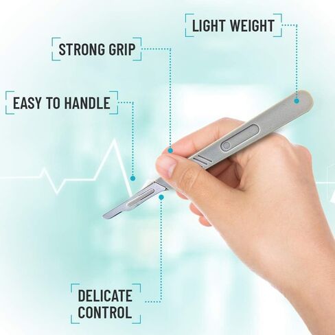 Disposable Scalpel 12, Pack of 10 Disposable Dermaplaning Blades with Plastic Handle, High Carbon Steel Dermablade Blades. Individually Wrapped #12 Sterile - Box of 10 in Saudi Arabia