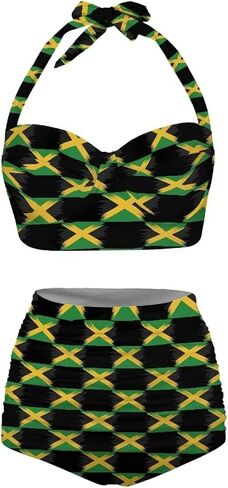 Veniyate Womens Two Piece Swimsuits High Waisted Bikini Set Tummy Control Halter Ruched Bathing Suits in Saudi Arabia