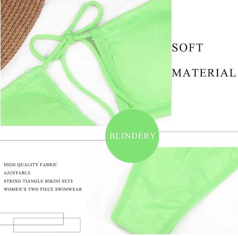 Women's String Triangle Swimwear Bathing Suit Sexy Swimsut Two Piece Padded Beach Bikini Set (XL, Green) in Saudi Arabia