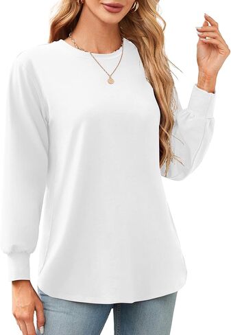 Amoretu Women's Casual Crew Neck Sweatshirt Loose Soft Long Sleeve Pullover Tops in Saudi Arabia