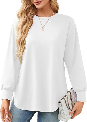 Amoretu Women's Casual Crew Neck Sweatshirt Loose Soft Long Sleeve Pullover Tops in Saudi Arabia