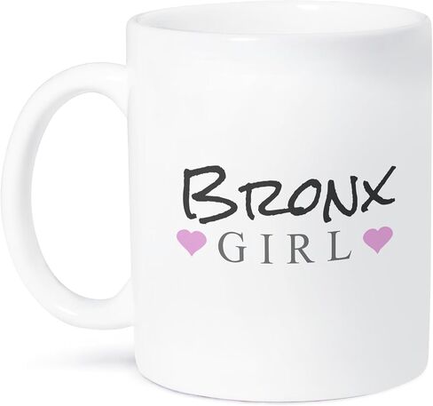 3dRose mug_161830_2 Bronx Girl Home Town City Pride USA United States of America Text & Cute Girly Pink Hearts Ceramic Mug, 15 oz, White in Saudi Arabia
