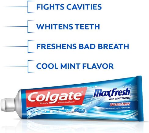 Colgate Max Fresh Toothpaste With Mini Breath Strips, Cool Mint, 6 Ounce (Pack of 3) in Saudi Arabia