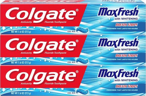 Colgate Max Fresh Toothpaste With Mini Breath Strips, Cool Mint, 6 Ounce (Pack of 3) in Saudi Arabia
