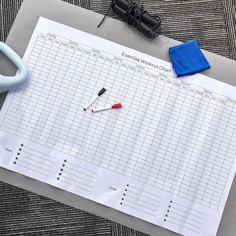 22" x 34" Huge Exercise Workout Wall Chart Reusable Fitness Tracker Planner and Fitness Planning Tracking Included 1 Blue Dry Erase Cleaning Cloth and 2 Dry Erase Pen in Saudi Arabia