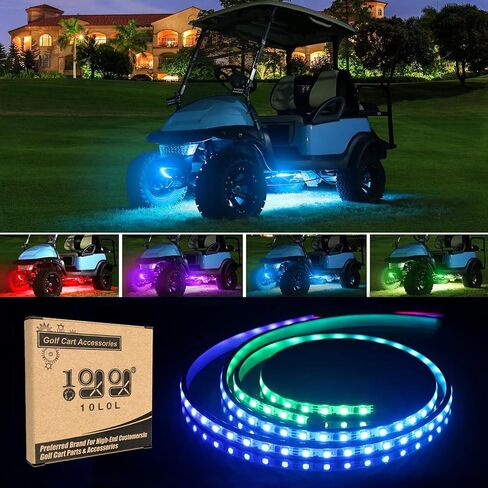 10L0L Golf Cart Underglow LED Light Strip Kit with Multi-Mode Neon Light Wireless Remote Control, Sound Effect, Waterproof Flexible Hose 86 Inch 2 Packs (Battery Input 12V-65V) in Saudi Arabia