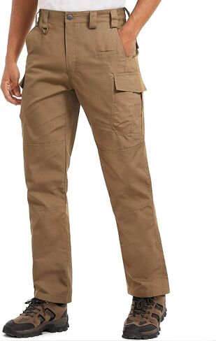 TACVASEN Men's Hiking Tactical Pants Water Resistant 9 Pockets Cargo Pants Ripstop Elastic-Waistband Pants Hunting Work in Kuwait