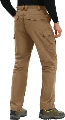 TACVASEN Men's Hiking Tactical Pants Water Resistant 9 Pockets Cargo Pants Ripstop Elastic-Waistband Pants Hunting Work in Kuwait