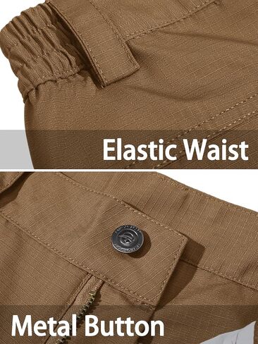 TACVASEN Men's Hiking Tactical Pants Water Resistant 9 Pockets Cargo Pants Ripstop Elastic-Waistband Pants Hunting Work in Kuwait
