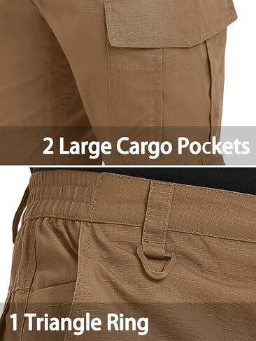 TACVASEN Men's Hiking Tactical Pants Water Resistant 9 Pockets Cargo Pants Ripstop Elastic-Waistband Pants Hunting Work in Kuwait