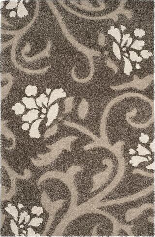 SAFAVIEH Florida Shag Collection Area Rug - 8' x 10', Smoke & Beige, Floral Design, Non-Shedding & Easy Care, 1.2-inch Thick Ideal for High Traffic Areas in Living Room, Bedroom (SG464-7913) in Saudi Arabia