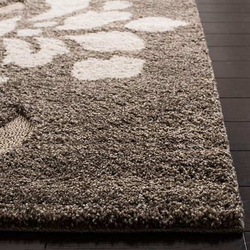 SAFAVIEH Florida Shag Collection Area Rug - 8' x 10', Smoke & Beige, Floral Design, Non-Shedding & Easy Care, 1.2-inch Thick Ideal for High Traffic Areas in Living Room, Bedroom (SG464-7913) in Saudi Arabia