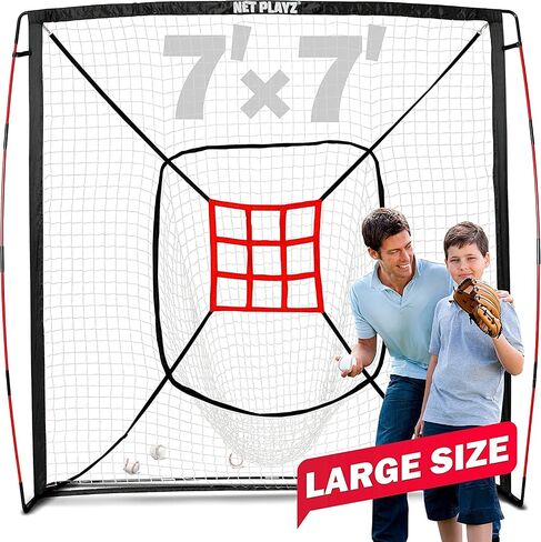 NET PLAYZ مقاس 5 × 5 بوصات، شبكة تدريب البيسبول والكرة اللينة المشابهة لإطار القوس، رائعة لجميع مستويات المهارة، إطار منبثق/سهل الطي/إطار من الألياف الزجاجية، خفيف الوزن، محمول، أسود، NOC050402022 in Kuwait