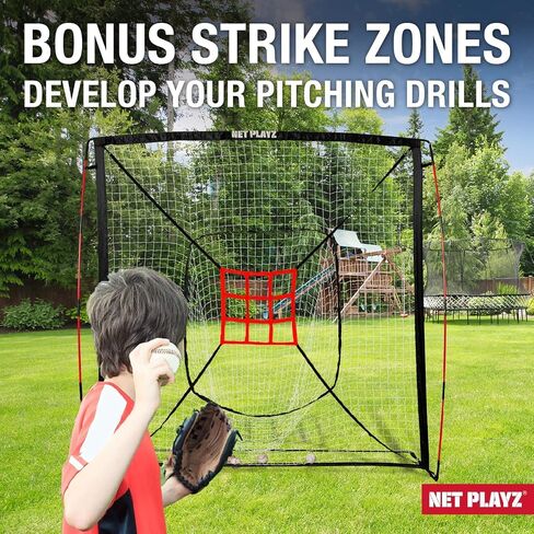NET PLAYZ مقاس 5 × 5 بوصات، شبكة تدريب البيسبول والكرة اللينة المشابهة لإطار القوس، رائعة لجميع مستويات المهارة، إطار منبثق/سهل الطي/إطار من الألياف الزجاجية، خفيف الوزن، محمول، أسود، NOC050402022 in Kuwait