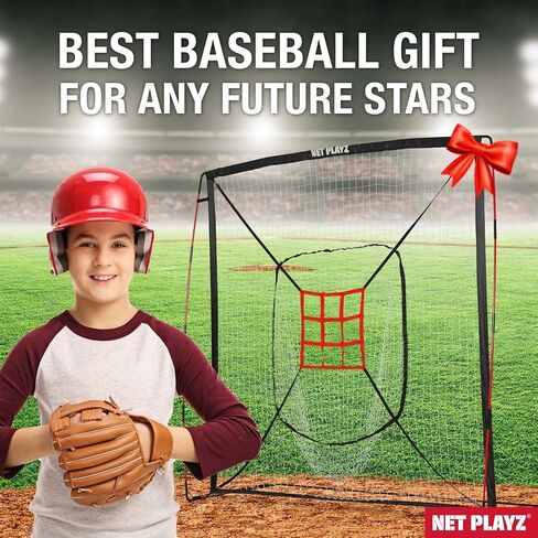 NET PLAYZ مقاس 5 × 5 بوصات، شبكة تدريب البيسبول والكرة اللينة المشابهة لإطار القوس، رائعة لجميع مستويات المهارة، إطار منبثق/سهل الطي/إطار من الألياف الزجاجية، خفيف الوزن، محمول، أسود، NOC050402022 in Kuwait