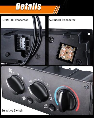 55037473AB Wrangler Front Climate Control Panel Module, Air Conditioner Control Switch Fits for:-Jeep Wrangler TJ 1999 2000 2001 2002 2003 2004, Replacement HS-373 HS373 SM2107 (1 Pack) in Saudi Arabia