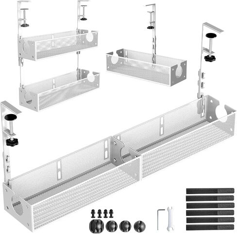 Multi-Model Under Desk Cable Management 2 Pack Metal Under Desk Wire Management Tray Clamp Mount Under Table Cord Management No Damage The Desk in Saudi Arabia