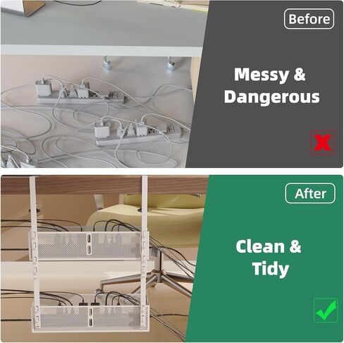 Multi-Model Under Desk Cable Management 2 Pack Metal Under Desk Wire Management Tray Clamp Mount Under Table Cord Management No Damage The Desk in Saudi Arabia