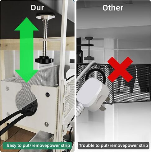 Multi-Model Under Desk Cable Management 2 Pack Metal Under Desk Wire Management Tray Clamp Mount Under Table Cord Management No Damage The Desk in Saudi Arabia