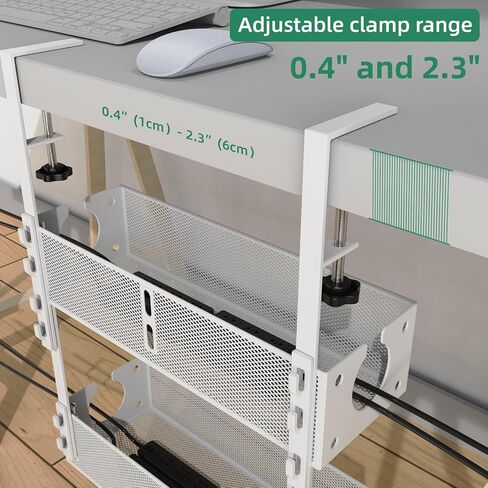 Multi-Model Under Desk Cable Management 2 Pack Metal Under Desk Wire Management Tray Clamp Mount Under Table Cord Management No Damage The Desk in Saudi Arabia