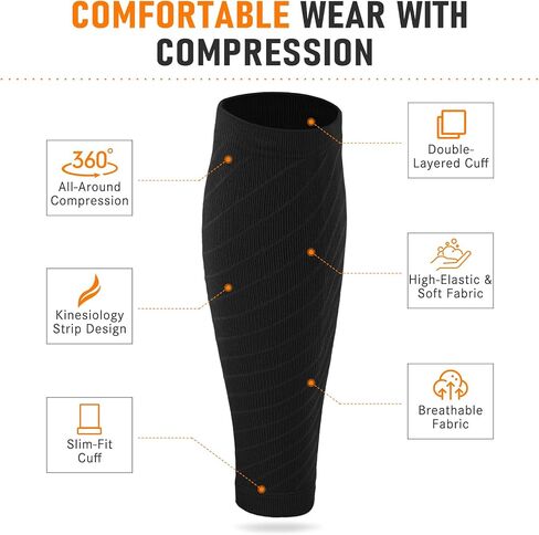 3 Pairs Calf Compression Sleeves(15-20mmHg) for Women Men, Leg Compression Sleeve Calf Brace for Support Running Shin Splints in Saudi Arabia