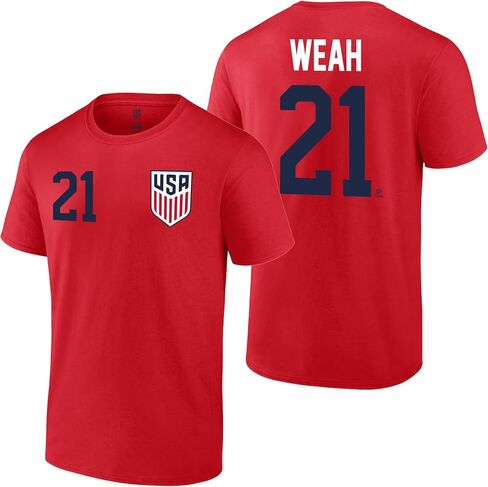 تي شيرت رجالي من Icon Sports USMNT | تي شيرت قطني يحمل اسم ورقم لاعب كرة القدم الأمريكي المرخص رسميًا in Saudi Arabia
