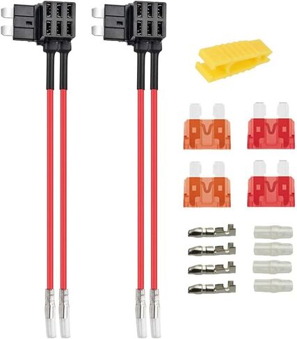 Gebildet 12V-24V صنبور مصهر قياسي للدائرة الإضافية، حامل مصهر شفرة خلفية ATS متوسط ​​الحجم مع سرج سلكي، 6 قطع مصهر قياسي (3A 5A 7.5A 10A 15A 20A) وساحب مصهر (عبوة من 4) in Kuwait
