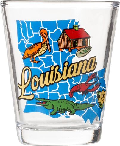 Artisan Owl Louisiana State Map Iconic Images Standard Size Souvenir Shot Glass in Saudi Arabia