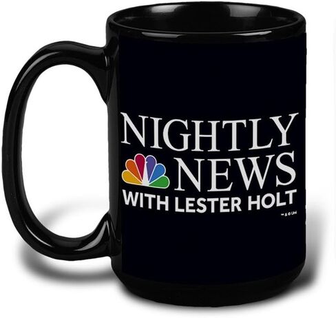 كوب سيراميك بشعار NBC Nightly News مع شعار Lester Holt، أسود، 15 أونصة in Kuwait