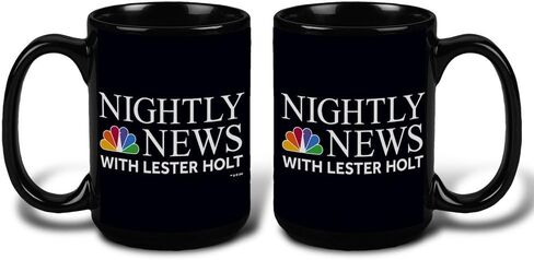 كوب سيراميك بشعار NBC Nightly News مع شعار Lester Holt، أسود، 15 أونصة in Kuwait