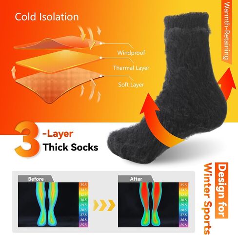 Sunew Warm Thermal Socks 4 Pack, Mens Womens Winter Heated Outdoor Skiing Thermal Socks in Saudi Arabia