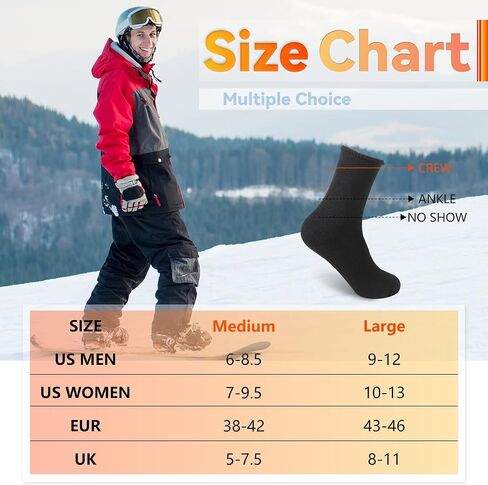 Sunew Warm Thermal Socks 4 Pack, Mens Womens Winter Heated Outdoor Skiing Thermal Socks in Saudi Arabia
