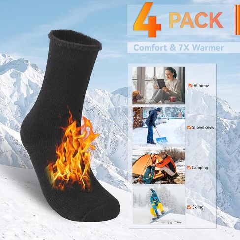 Sunew Warm Thermal Socks 4 Pack, Mens Womens Winter Heated Outdoor Skiing Thermal Socks in Saudi Arabia