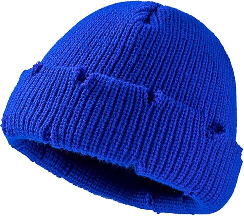 Unisex Warm Knit Skull Cap Hip-hop Slouchy Ripped Knitted Hat in Saudi Arabia