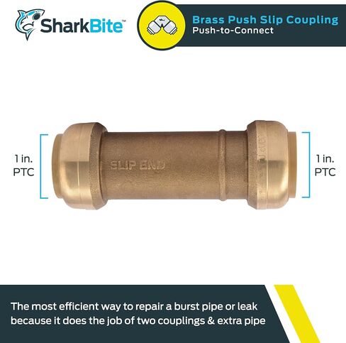 SharkBite 1 Inch Slip Coupling, Push to Connect Brass Plumbing Fitting, PEX Pipe, Copper, CPVC, PE-RT, HDPE, U3020LFA in Saudi Arabia