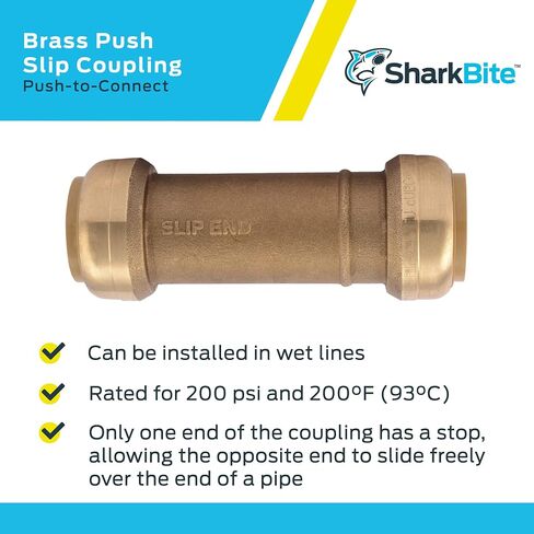 SharkBite 1 Inch Slip Coupling, Push to Connect Brass Plumbing Fitting, PEX Pipe, Copper, CPVC, PE-RT, HDPE, U3020LFA in Saudi Arabia
