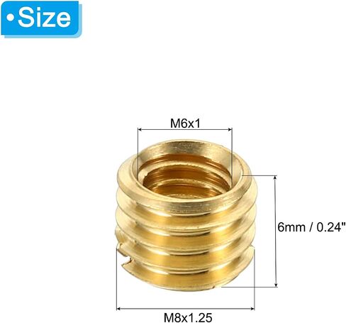 صامولة إصلاح ملولبة من النحاس من PATIKIL، 5 قطع M8x1.25 ذكر إلى M5x0.8 حشوات خيط أنثى لتقليل محول الجوز وأكمام لولبية مخفض 10 مم in Saudi Arabia