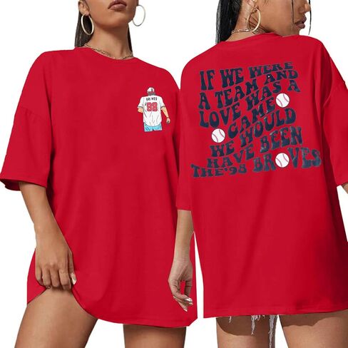 VILOVE Braves Shirt Women Oversized Country Music Concert T Shirt Casual Short Sleeve Baseball Graphic Tees in Saudi Arabia