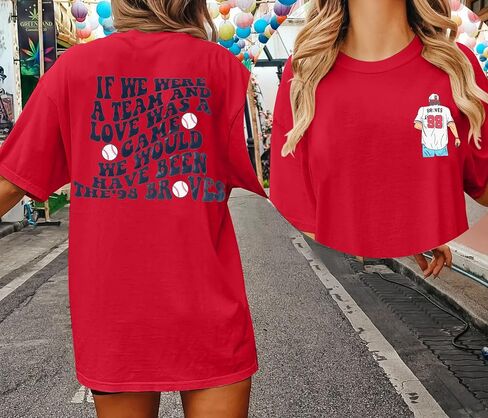 VILOVE Braves Shirt Women Oversized Country Music Concert T Shirt Casual Short Sleeve Baseball Graphic Tees in Saudi Arabia