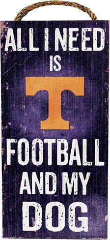 Fan Creations Tennessee Volunteers 6" x 12" All I Need is Football and My Dog Wood Sign in Saudi Arabia