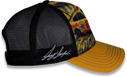 قبعة Joey Logano #22 NASCAR Pennzoil Racing Car ذات هيكل شبكي أصفر متسامي، باللون الأزرق in Saudi Arabia