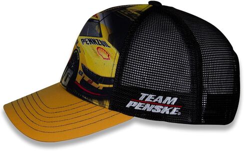 قبعة Joey Logano #22 NASCAR Pennzoil Racing Car ذات هيكل شبكي أصفر متسامي، باللون الأزرق in Saudi Arabia