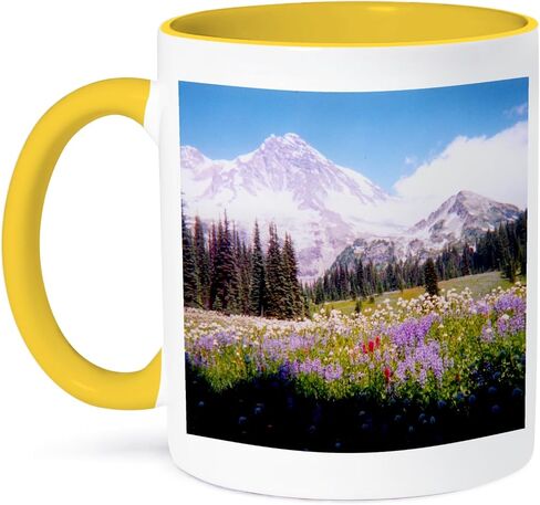 3dRose Mount Rainier Viewed from a Field of Flowers Mug, 11 oz, Ceramic in Saudi Arabia